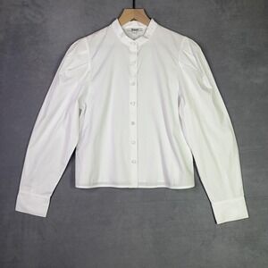 Madewell Puff-Sleeve Button-Up Shirt Womens S White Cotton Poplin Coquette NWT